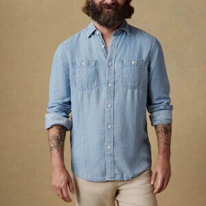 Faherty Men's Tried and True Chambray Shirt - Medium Vintage Indigo